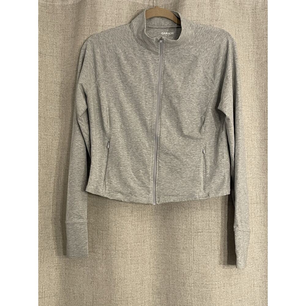 GARAGE Cropped Long Sleeve Full Zip Gray Size X-Large NWOT